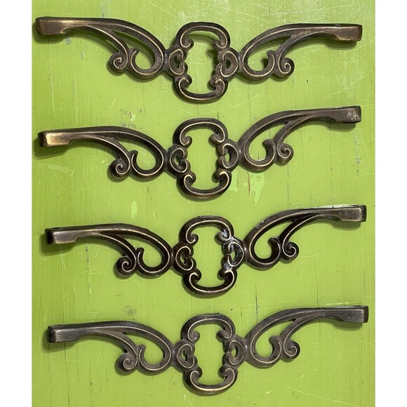 Lot of 4 Brass Vintage Drawer Pulls Closet Handles 8" Length - Picture 3 of 7